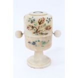 Unusual Victorian alabaster Stanhope viewer with painted floral decoration and interior revolving