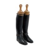 A fine quality pair of handmade black leather hunting boots by Maxwell of London,