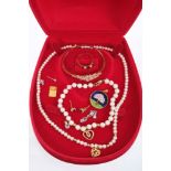 Group of jewellery to include pair diamond stud earrings, diamond charm, Murano pendant,