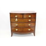 Regency mahogany bowfront chest having two short over three long graduated drawers,