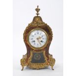 Late 19th Century French boulle work mantel clock with enamel dial.