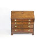 George III mahogany bureau with fitted interior of short drawers and four long graduated drawers