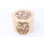 Japanese Meiji period carved ivory pot and cover cylindrical form,