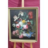 Thomas Webster twentieth century oil on panel - still life profusion of flowers, signed,