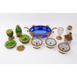 Early 20th Century French Empire-style Ormolu oval table centre with blue glass liner,