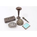18th / 19th century Dutch silver embossed box of cartouche form, embossed with three masted galleon,