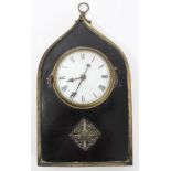Regency Sedan chair timepiece in brown and ebonised Gothic arched case with white enamel dial and
