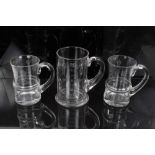 Two 1930s Thomas Goode King Edward VIII Coronation and abdication glass mugs with finely engraved