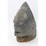Antique Polynesian carved stone head, possibly Marquesas Islands,