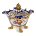Early 19th century Spode potpourri vase and cover with flaming knop to pierced cover,