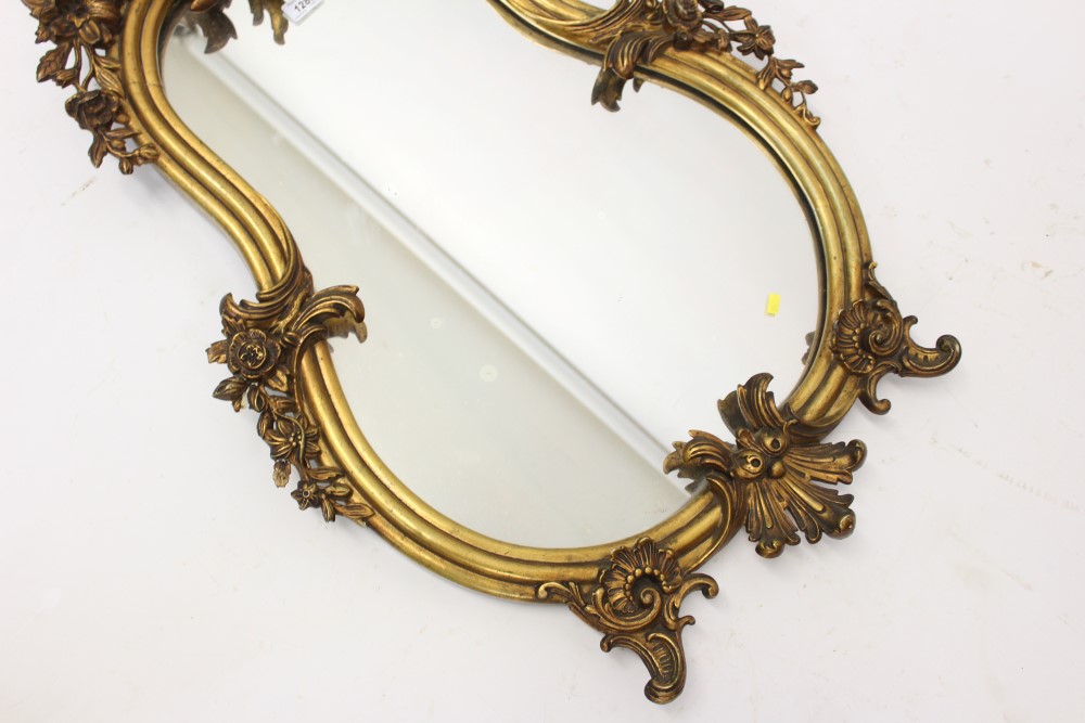 19th century rococo revival gilt gesso mirror of kidney form, with foliate C-scroll ornament, - Image 3 of 3