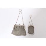Early 20th century ladies' silver mesh purse with chain-link handle (London Import marks for 1912),