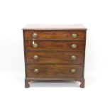 George III mahogany chest of drawers having crossbanded moulded top and four long graduated drawers,