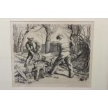 William Washington (1885 - 1956), signed etching - Winter Fuel, 1944, in glazed frame, 21.5cm x 25.