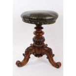 Victorian walnut revolving piano stoo,