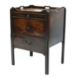George III mahogany tray-top commode, square form,