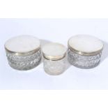 Pair heavy George III cut glass toilet jars of circular form, with hobnail and slice decoration,