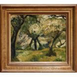 *Ronald Ossory Dunlop (1894-1973) oil on board - trees in blossom, signed, framed,