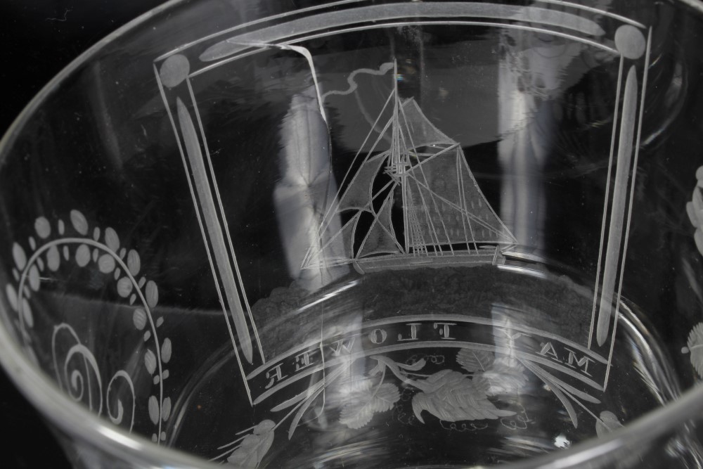 19th century engraved glass tankard engraved with racing yacht entitled May Flower and 'G.C. - Image 5 of 6