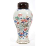 Mid-18th century Chinese export famille rose oviform vase with painted vase of flowers,