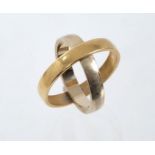 18ct twin-band two colour gold wedding ring,
