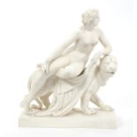 Victorian Parian classical figure of Ariadne and the panther,