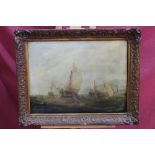 Attributed to George Callow, nineteenth century oil on canvas - Dutch vessels off the coast,