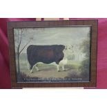 Nineteenth century-style oil on canvas - A Prize Hereford Bull,