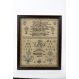 George III needlework sampler by Sarah Goodfellow, Burslem, January 1818,