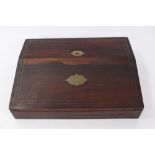 Regency rosewood and brass bound writing slope with hinged felt-lined slope and fitted interior of