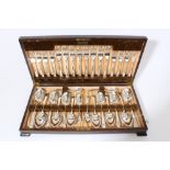 1930s canteen of silver Old English pattern flatware - comprising eight dinner forks,