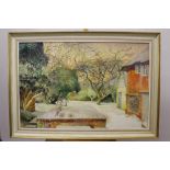 Gertrude White, 20th century oil on board - Winter Garden, Shoreham, label verso, framed, 49cm x 74.