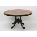 Victorian walnut and marquetry inlaid loo table,