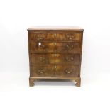 Early 18th century oak and walnut chest of drawers,