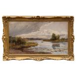 George Bouverie Goddard (1832 - 1886), oil on canvas - extensive river landscape,