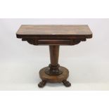 William IV rosewood card table,