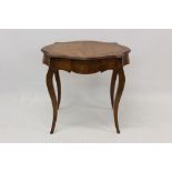 Walnut and boxwood line-inlaid serpentine-form side table,