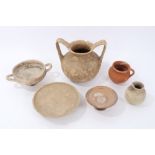 Group of six various ancient Italian pottery vessels the largest 19cm high.