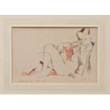 Albert Rutherstone (1881 - 1953), ink and watercolour - reclining female nude,
