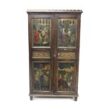Highly unusual and rare late 19th / early 20th century polychrome illuminated cupboard in the