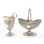 Fine quality Victorian silver sugar basket of boat-shaped form,