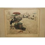 Tavik Frantisek Simon (1877 - 1942), pair of signed coloured etchings - French Markets, signed,