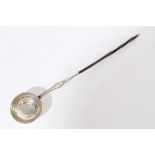 George III provincial Scottish silver punch ladle with circular bowl,