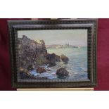 Alain Demarte (1944-2015) oil on canvas - a view of Antibes, signed, in gilt frame,