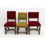 Pair of 17th century and later oak side chairs,