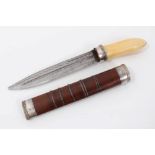 19th Century Burmese dha dagger with ivory hilt,