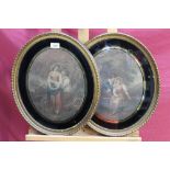Pair of nineteenth century oval mezzotints depicting country figures,