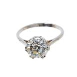 Diamond single stone ring with an old cut diamond weighing approximately 2.