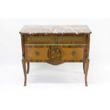 Louis XVI-style kingwood marquetry and gilt metal mounted commode of canted rectangular form,