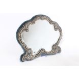 Edwardian silver mounted dressing table mirror of shaped form,